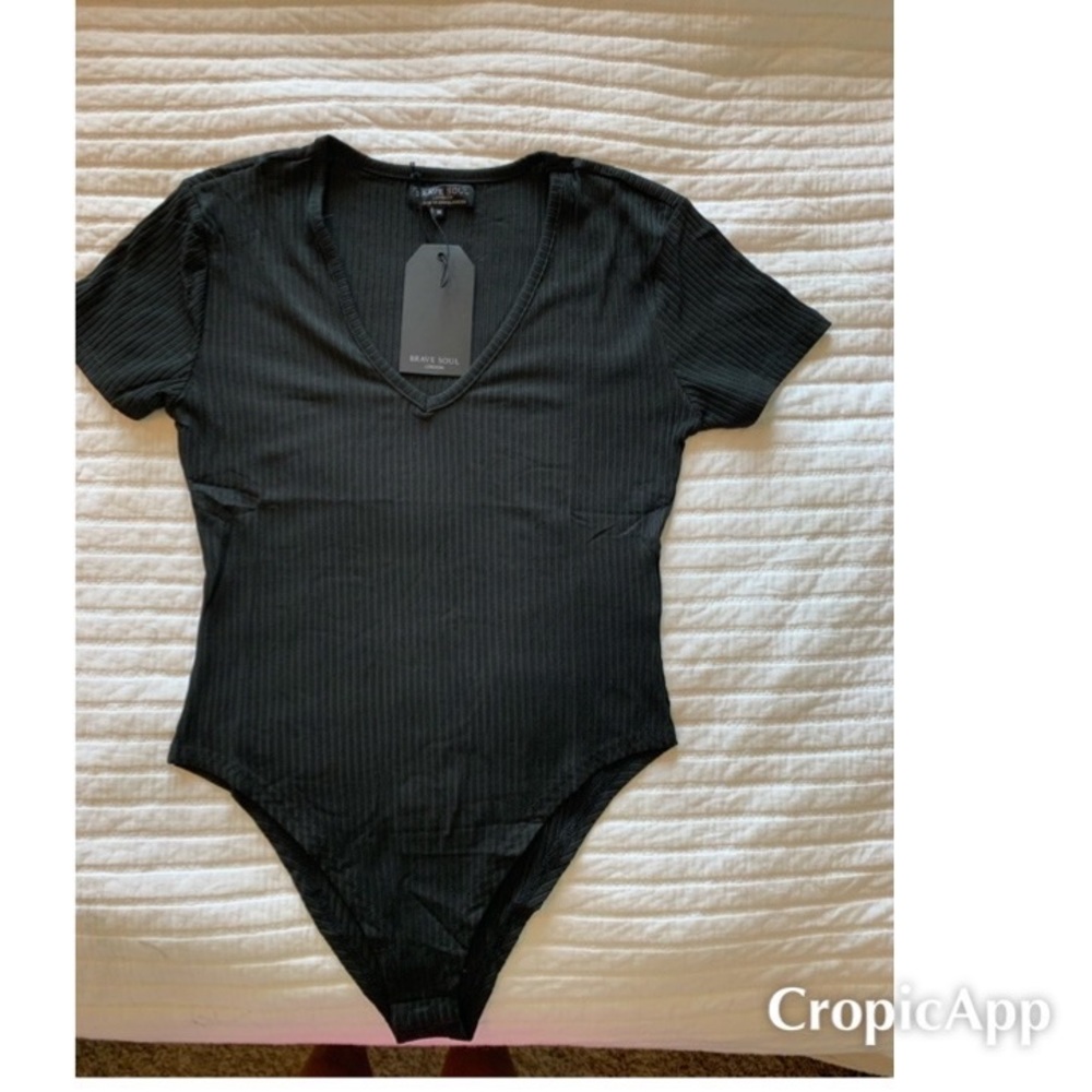 NWT ASOS black ribbed bodysuit. Sz.M